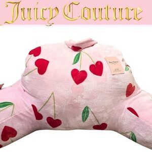Juicy Couture Home Heart Cherries Plush Bed Rest Pillow w/Cell Pocket